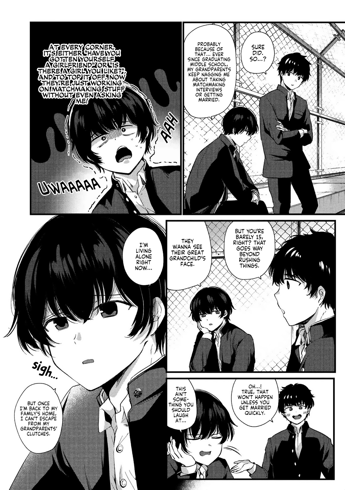 About that time I didn't want to have a matchmaking interview, so I set some impossible conditions and then my classmate showed up chapter 1 page 4