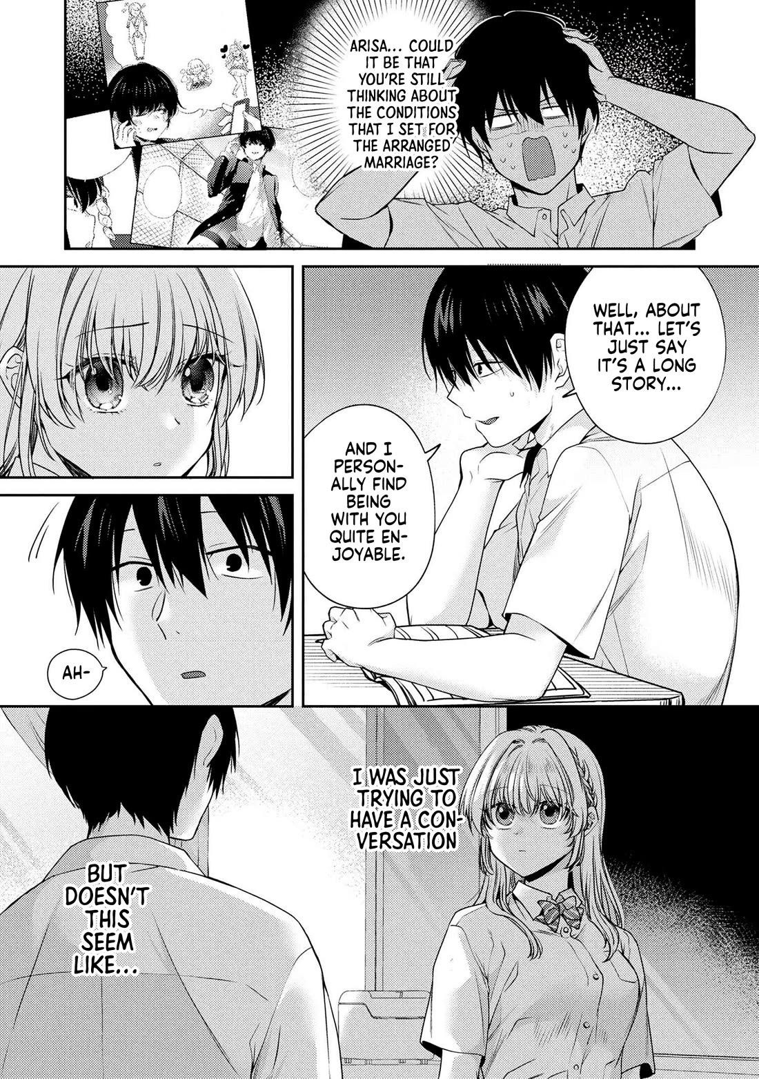 About that time I didn't want to have a matchmaking interview, so I set some impossible conditions and then my classmate showed up chapter 12.6 page 8