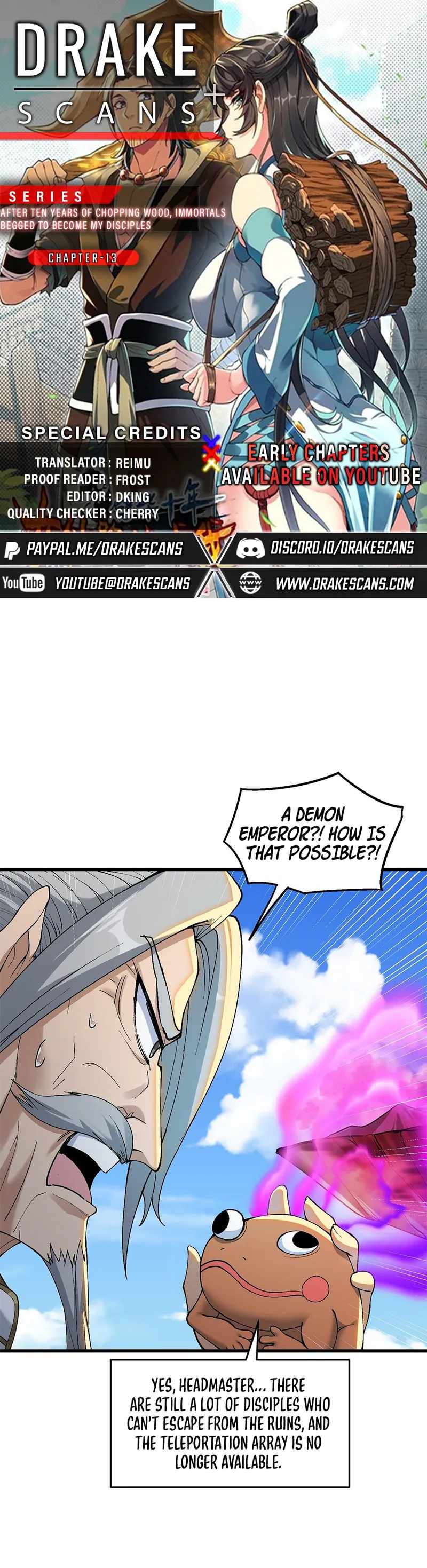 After Ten Years of Chopping Wood, Immortals Begged To Become My Disciples chapter 13 page 1