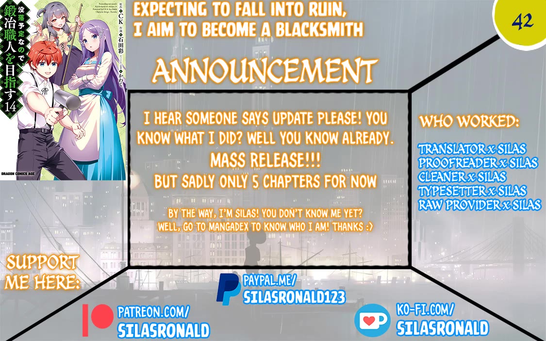 Botsuraku Youtei Nanode, Kajishokunin wo Mezasu chapter 42 page 1