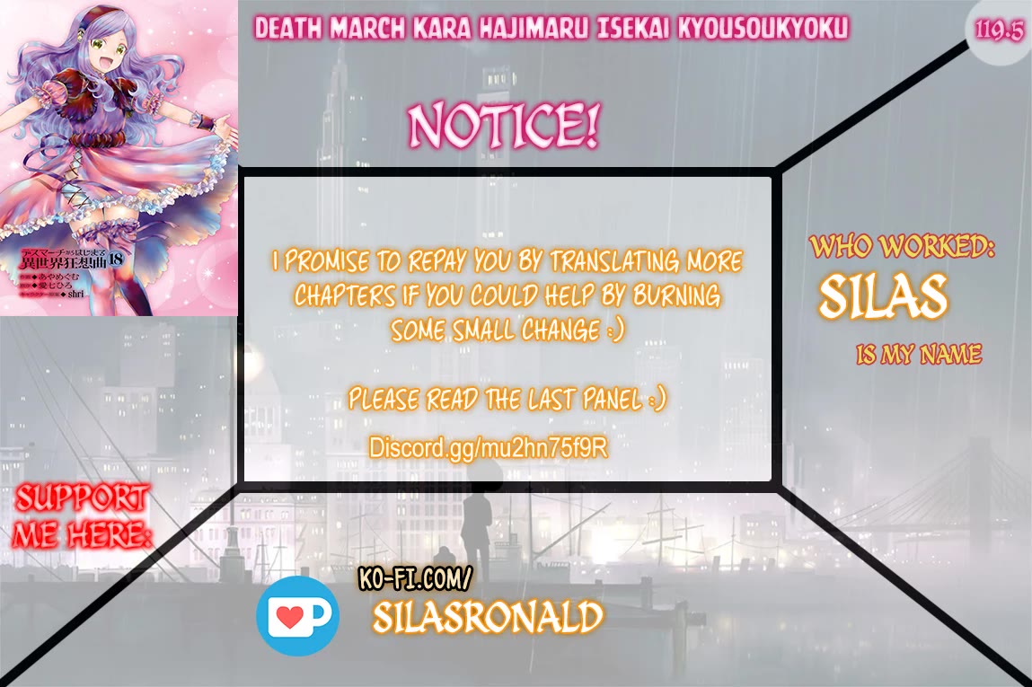 Death March kara Hajimaru Isekai Kyousoukyoku chapter 119.5 page 1