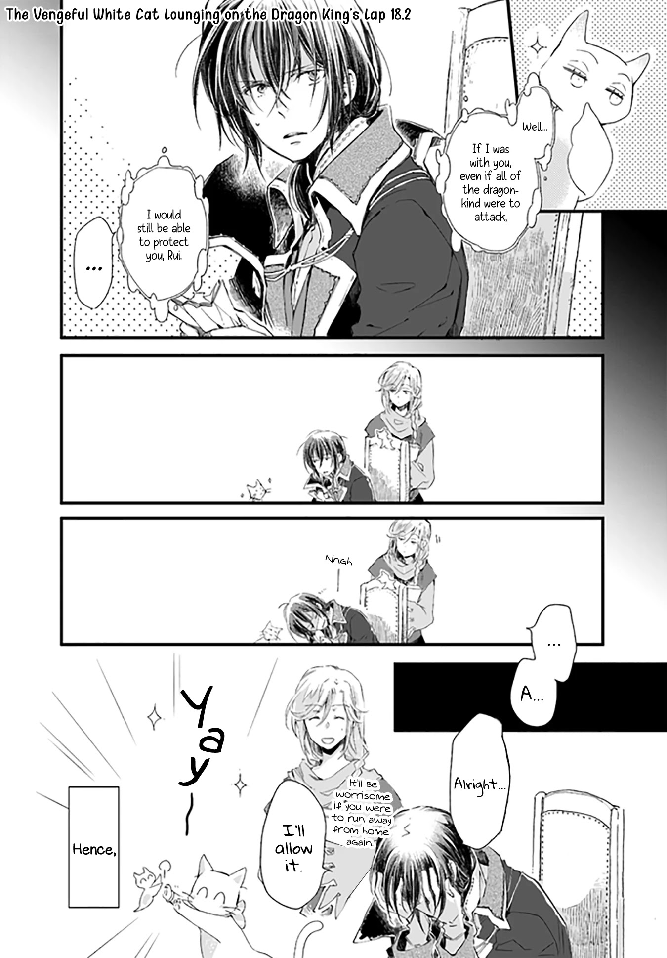 Fukushuu wo Chikatta Shironeko wa Ryuuou no Hiza no jou de Damin wo Musaboru chapter 18.2 page 1