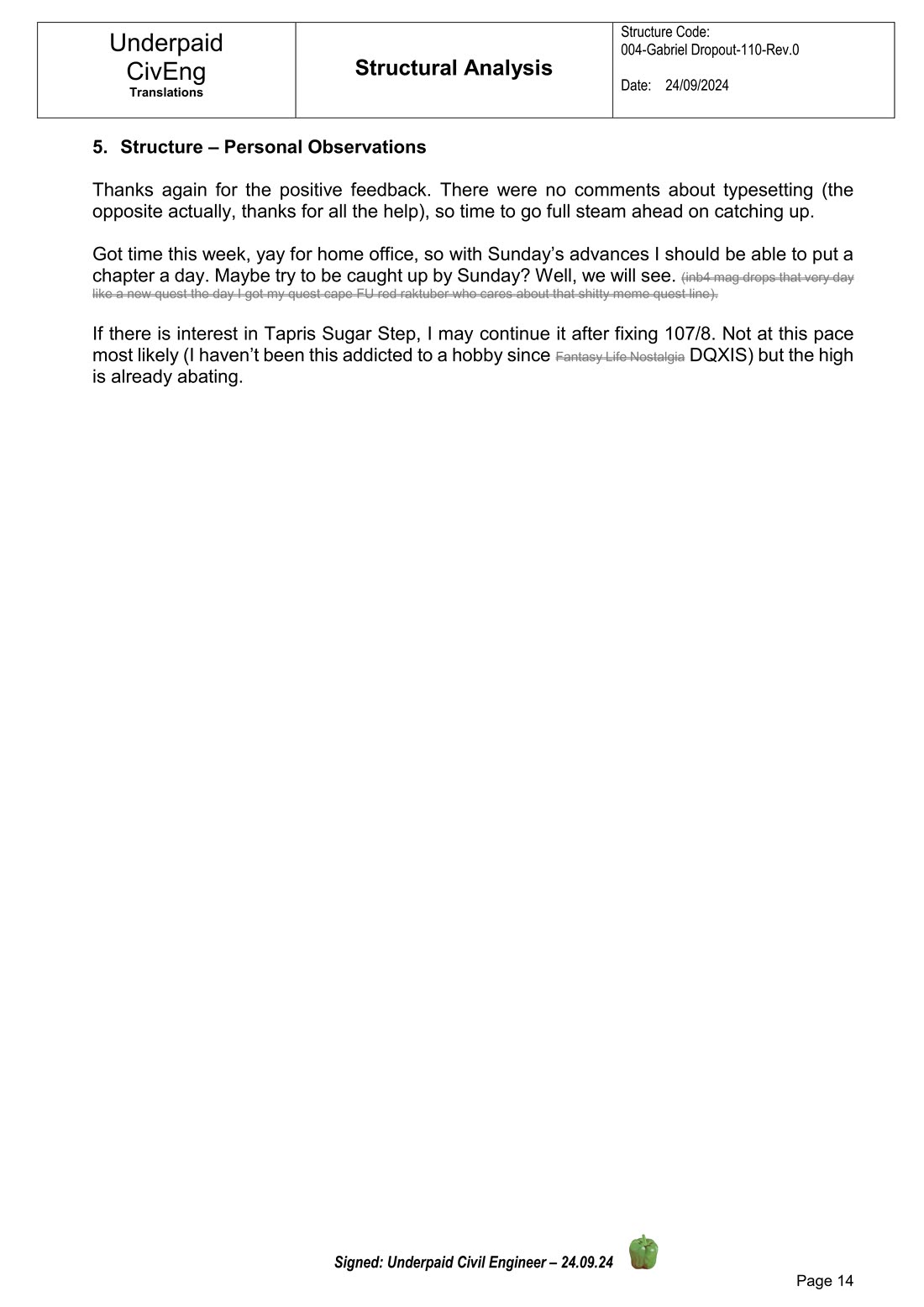 Gabriel Dropout chapter 110 page 14