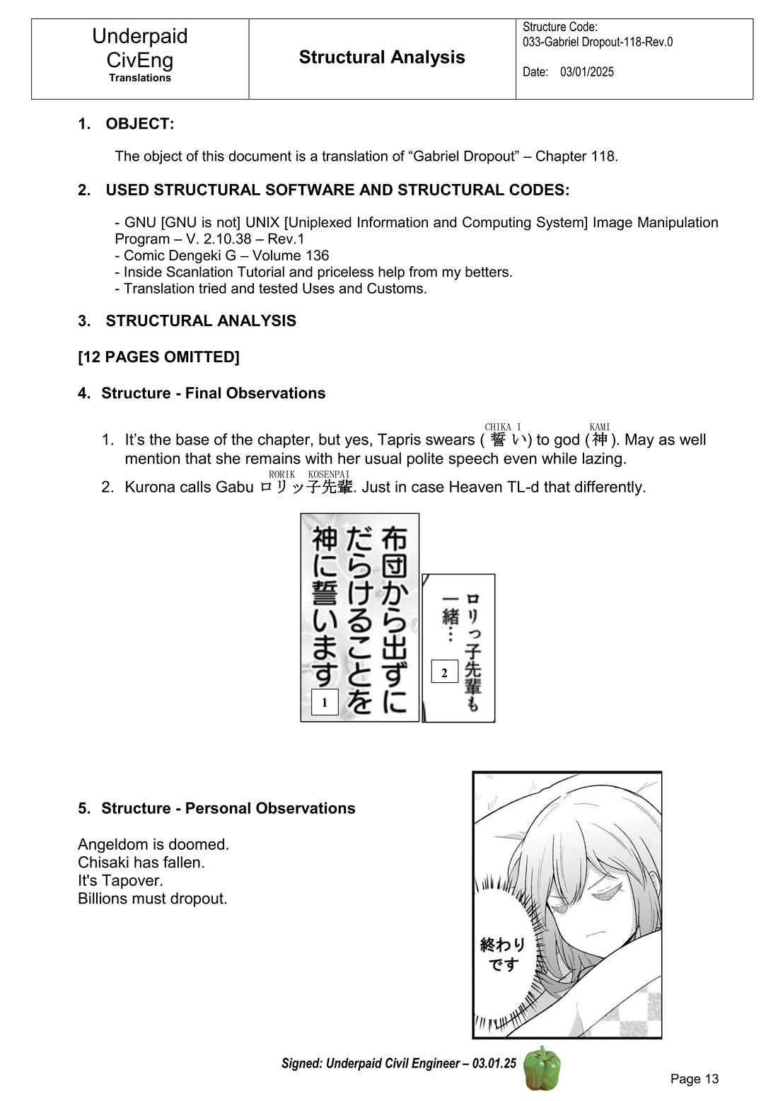 Gabriel Dropout chapter 118 page 13