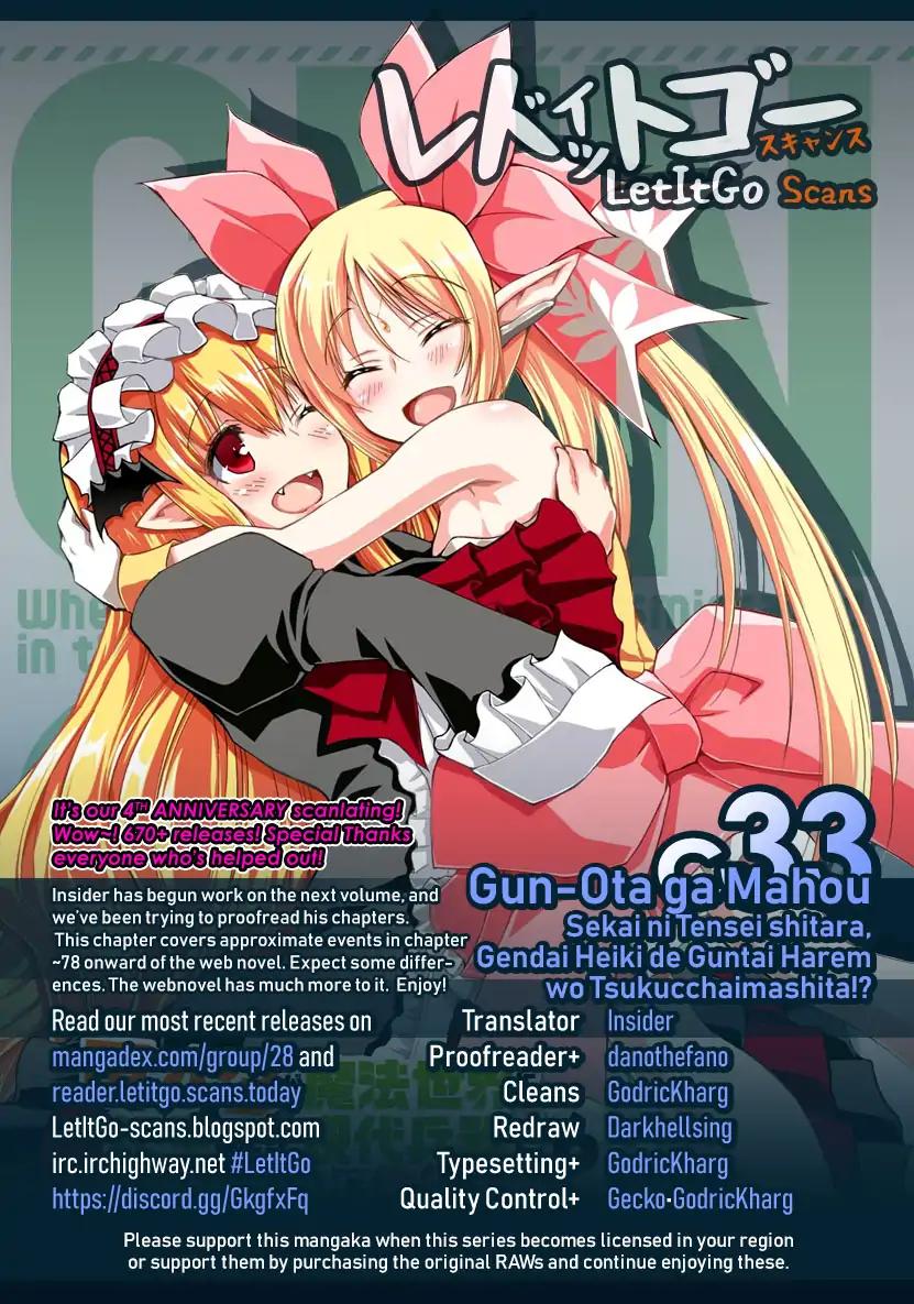 Gun-Ota ga Mahou Sekai ni Tensei shitara, Gendai Heiki de Guntai Harem wo Tsukucchaimashita!? chapter 33 page 1