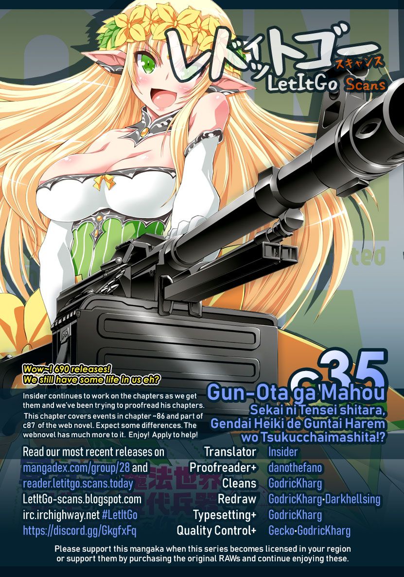 Gun-Ota ga Mahou Sekai ni Tensei shitara, Gendai Heiki de Guntai Harem wo Tsukucchaimashita!? chapter 35 page 1