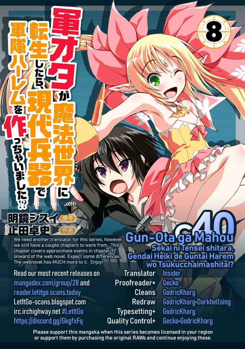 Gun-Ota ga Mahou Sekai ni Tensei shitara, Gendai Heiki de Guntai Harem wo Tsukucchaimashita!? chapter 40 page 1