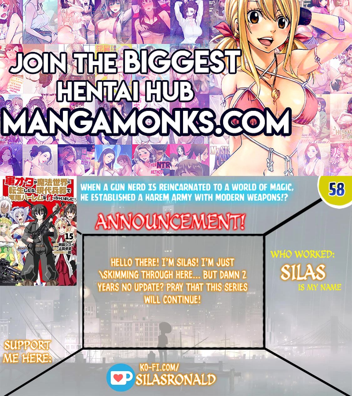 Gun-Ota ga Mahou Sekai ni Tensei shitara, Gendai Heiki de Guntai Harem wo Tsukucchaimashita!? chapter 58 page 1