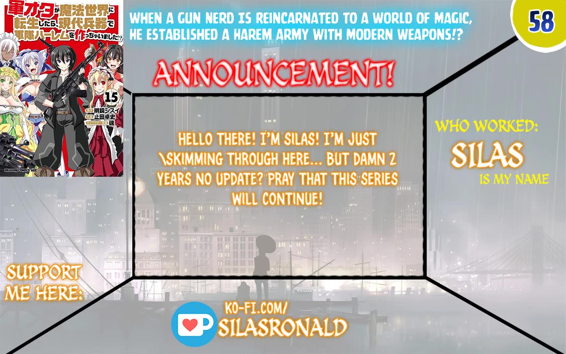 Gunota ga Mahou Sekai ni Tensei Shitara, Gendai Heiki de Guntai Harem o Tsukucchaimashita!? chapter 58 page 1