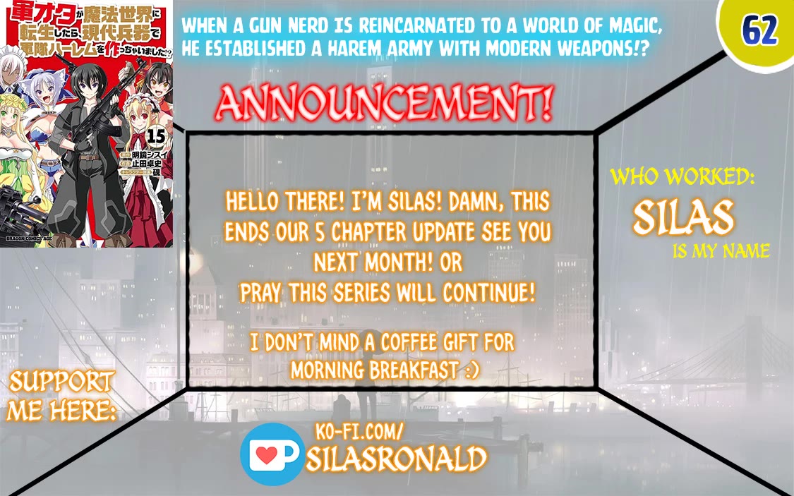 Gunota ga Mahou Sekai ni Tensei Shitara, Gendai Heiki de Guntai Harem o Tsukucchaimashita!? chapter 62 page 1
