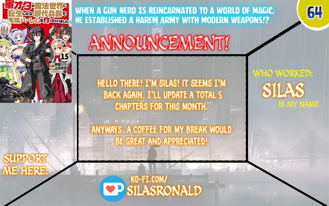 Gunota ga Mahou Sekai ni Tensei Shitara, Gendai Heiki de Guntai Harem o Tsukucchaimashita!? chapter 64 page 1