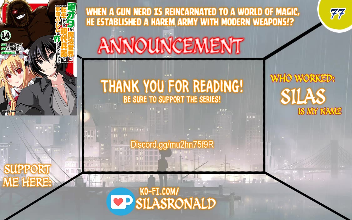 Gunota ga Mahou Sekai ni Tensei Shitara, Gendai Heiki de Guntai Harem o Tsukucchaimashita!? chapter 77 page 1