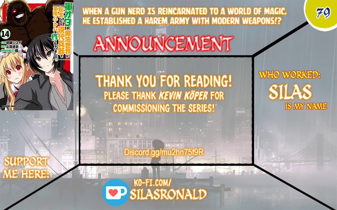 Gunota ga Mahou Sekai ni Tensei Shitara, Gendai Heiki de Guntai Harem o Tsukucchaimashita!? chapter 79 page 1