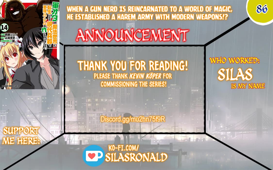 Gunota ga Mahou Sekai ni Tensei Shitara, Gendai Heiki de Guntai Harem o Tsukucchaimashita!? chapter 86 page 1