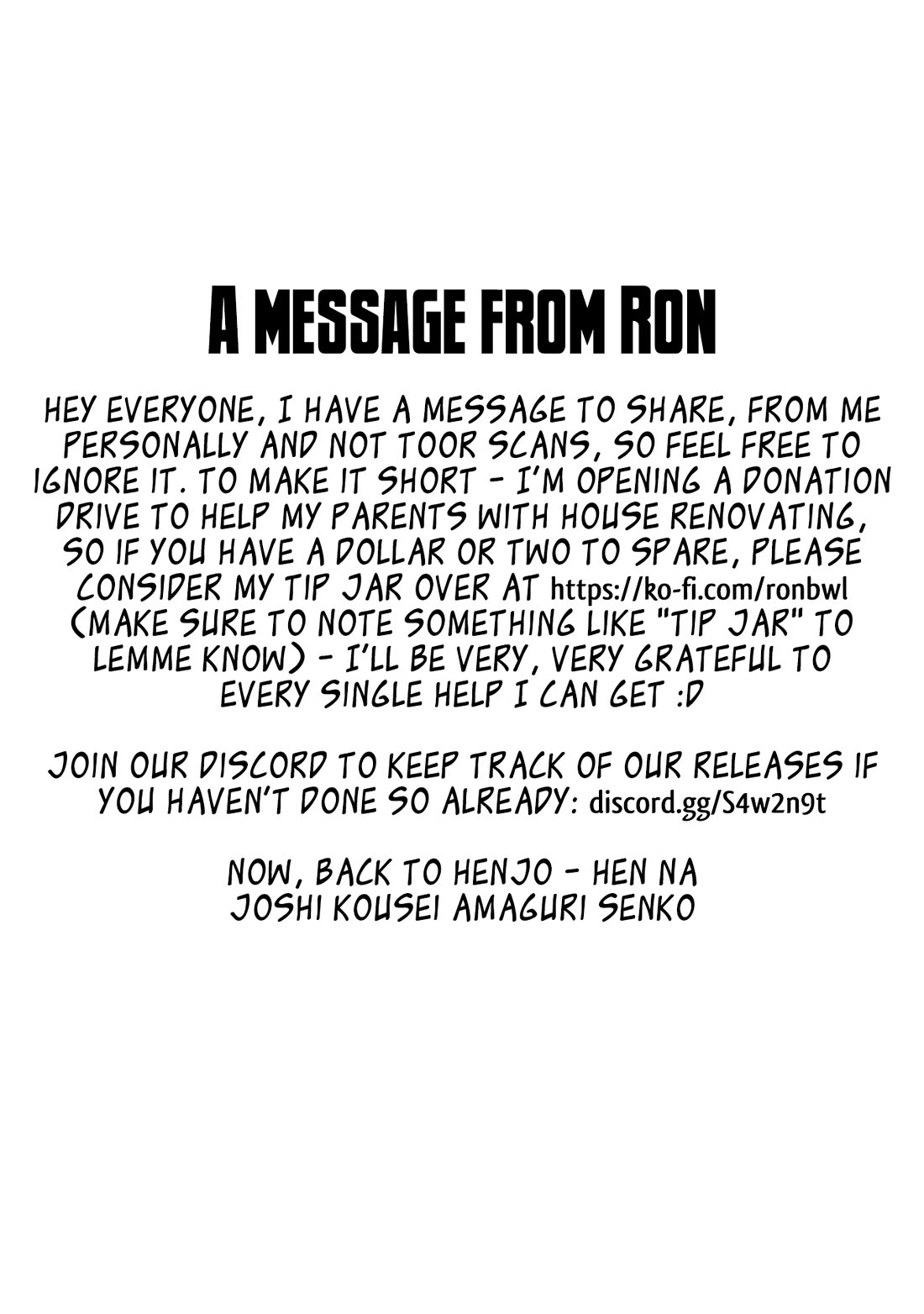 Henjo - Hen na Joshi Kousei Amaguri Senko chapter 123 page 1