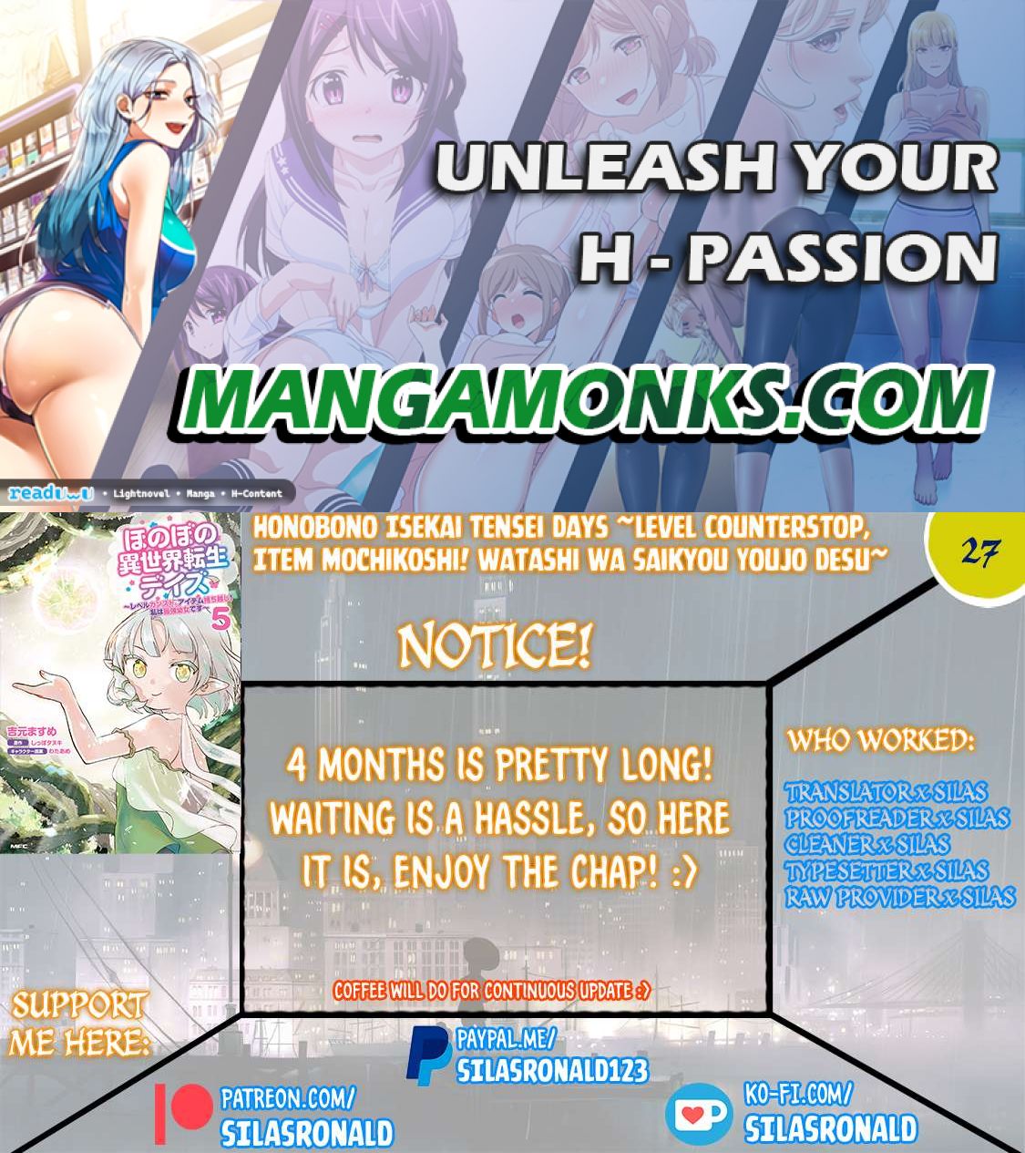 Honobono Isekai Tensei Days ~ Level Max, Item Mochi Goshi! Watashi wa Saikyou Youjo desu~ chapter 27 page 1