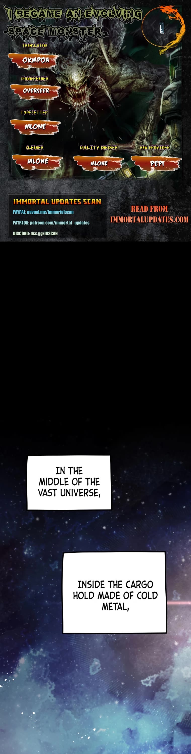I Became an Evolving Space Monster chapter 1 page 1