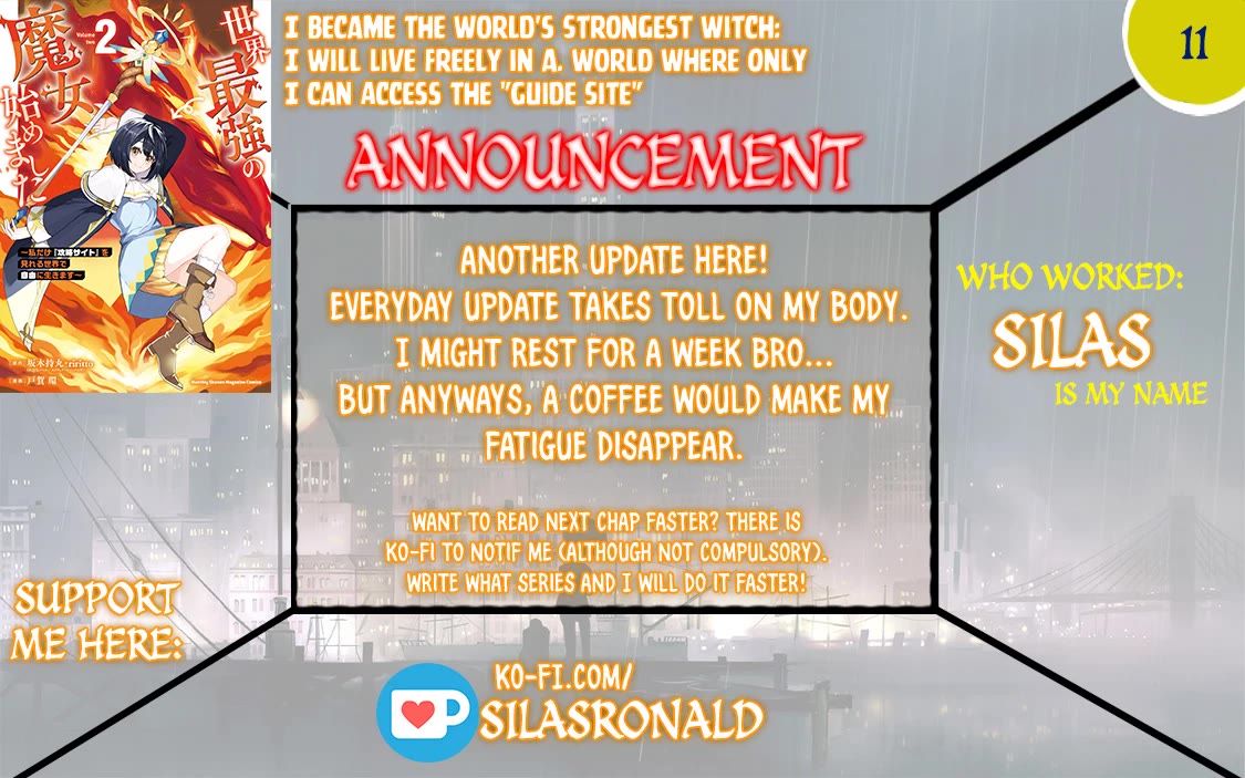 I Became the World's Strongest Witch: I Will Live Freely in a World Where Only I can Access the "Guide Site" chapter 11 page 1