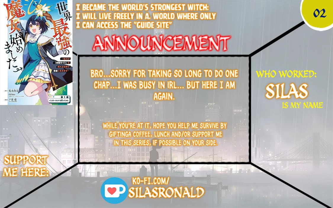 I Became the World's Strongest Witch: I Will Live Freely in a World Where Only I can Access the "Guide Site" chapter 2 page 1
