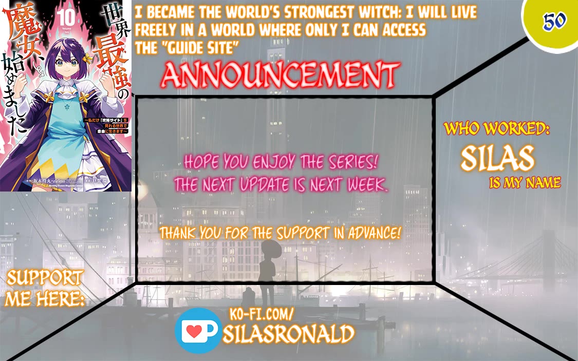 I Became the World's Strongest Witch: I Will Live Freely in a World Where Only I can Access the "Guide Site" chapter 50 page 1