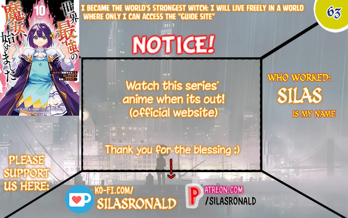 I Became the World's Strongest Witch: I Will Live Freely in a World Where Only I can Access the "Guide Site" chapter 63 page 1