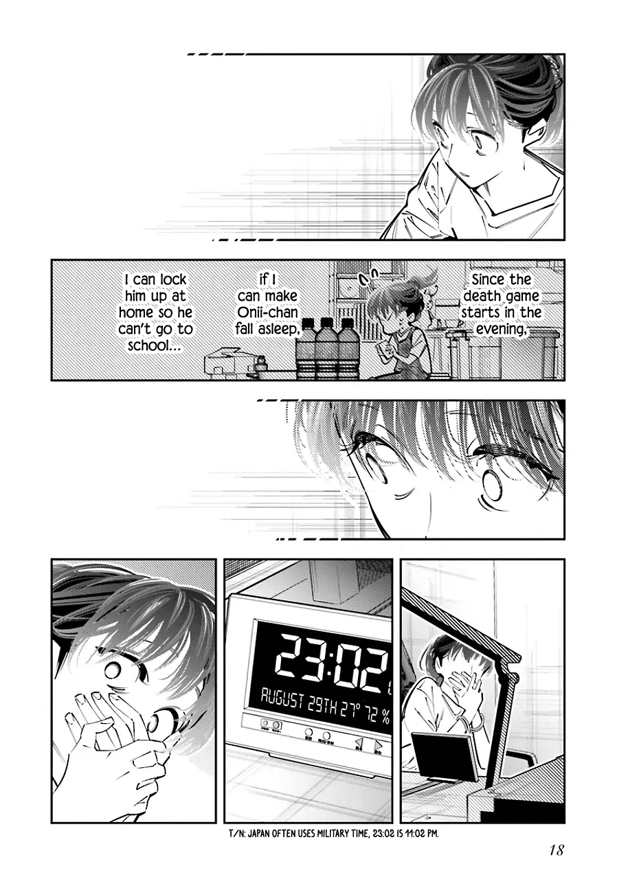 I Reincarnated as the Little Sister of a Death Game Manga's Murder Mastermind and Failed chapter 22 page 18