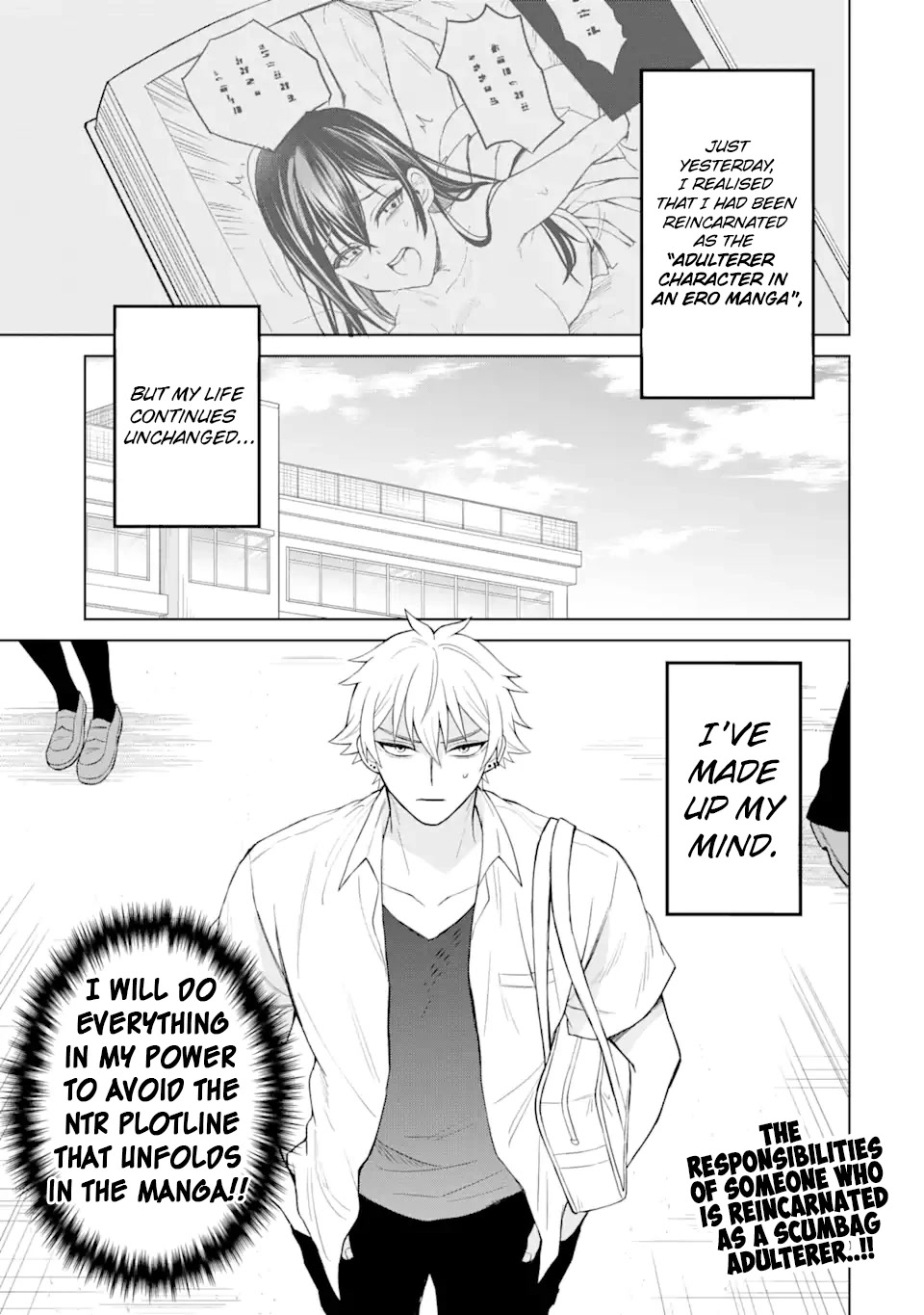 I Was Reincarnated As The Scumbag From a Netorare Manga, But The Heroine is Coming On To Me chapter 2 page 1