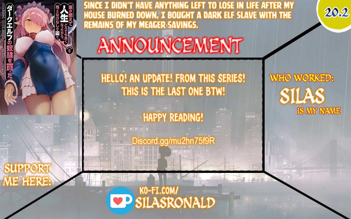 Ie ga Moete Jinsei Dou Demo Yoku Natta kara, Nokotta Nakenashi no Kin de Dark Elf no Dorei o Katta chapter 20.2 page 1