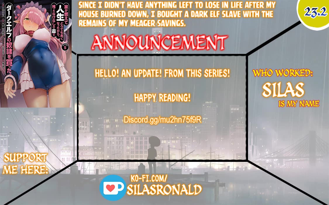 Ie ga Moete Jinsei Dou Demo Yoku Natta kara, Nokotta Nakenashi no Kin de Dark Elf no Dorei o Katta chapter 23.2 page 1