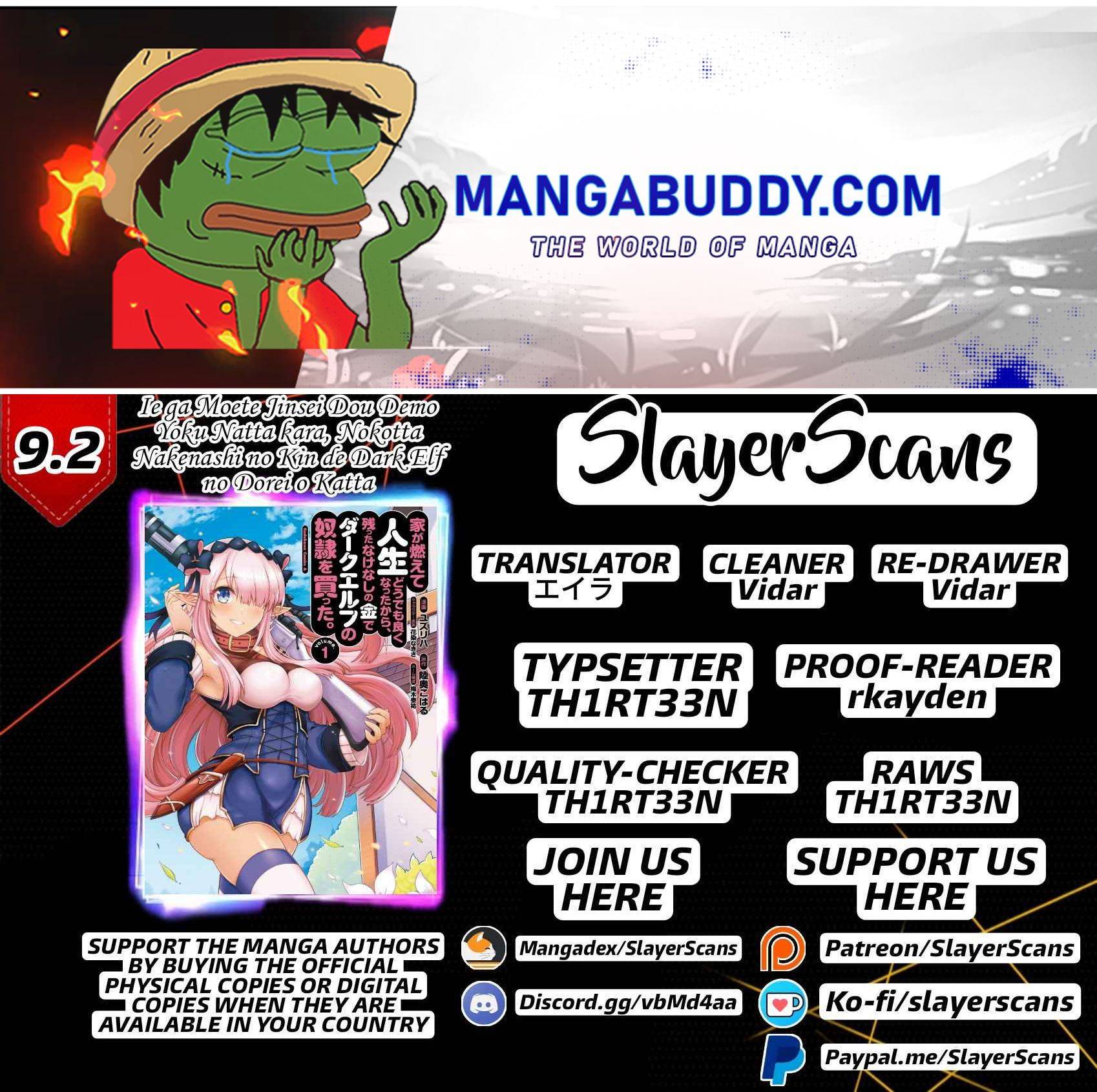 Ie ga Moete Jinsei Dou Demo Yoku Natta kara, Nokotta Nakenashi no Kin de Dark Elf no Dorei o Katta chapter 9.2 page 1