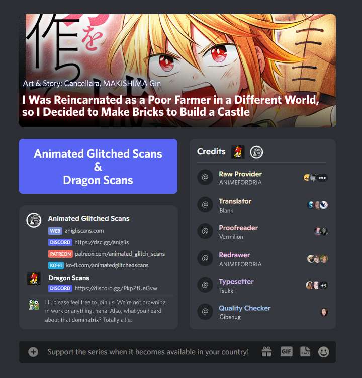 Isekai no Binbou Nouka ni Tensei Shita Node, Renga wo Tsukutte Shiro wo Tateru Koto ni Shimashita chapter 8.1 page 1