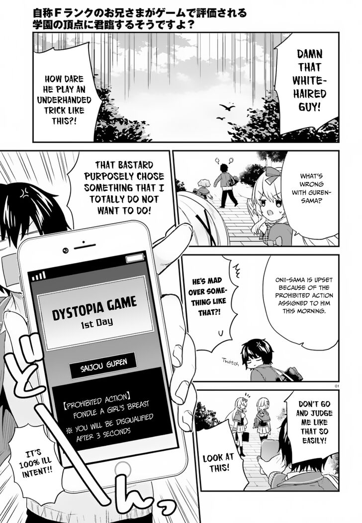 Jishou F-Rank no Oniisama ga Game de Hyouka sareru Gakuen no Chouten ni Kunrin suru Sou desu yo? chapter 16 page 2