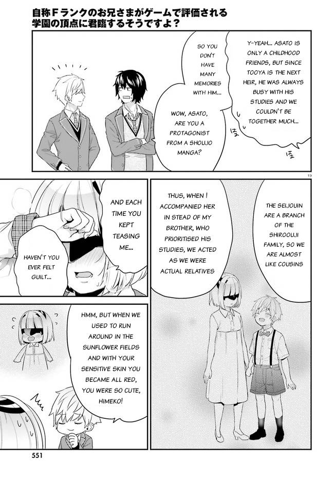 Jishou F-Rank no Oniisama ga Game de Hyouka sareru Gakuen no Chouten ni Kunrin suru Sou desu yo? chapter 31 page 19