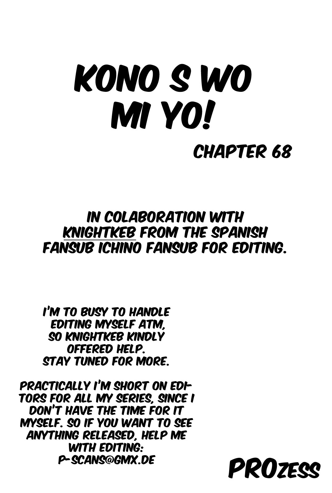 Kono S o, Mi yo! chapter 68 page 1