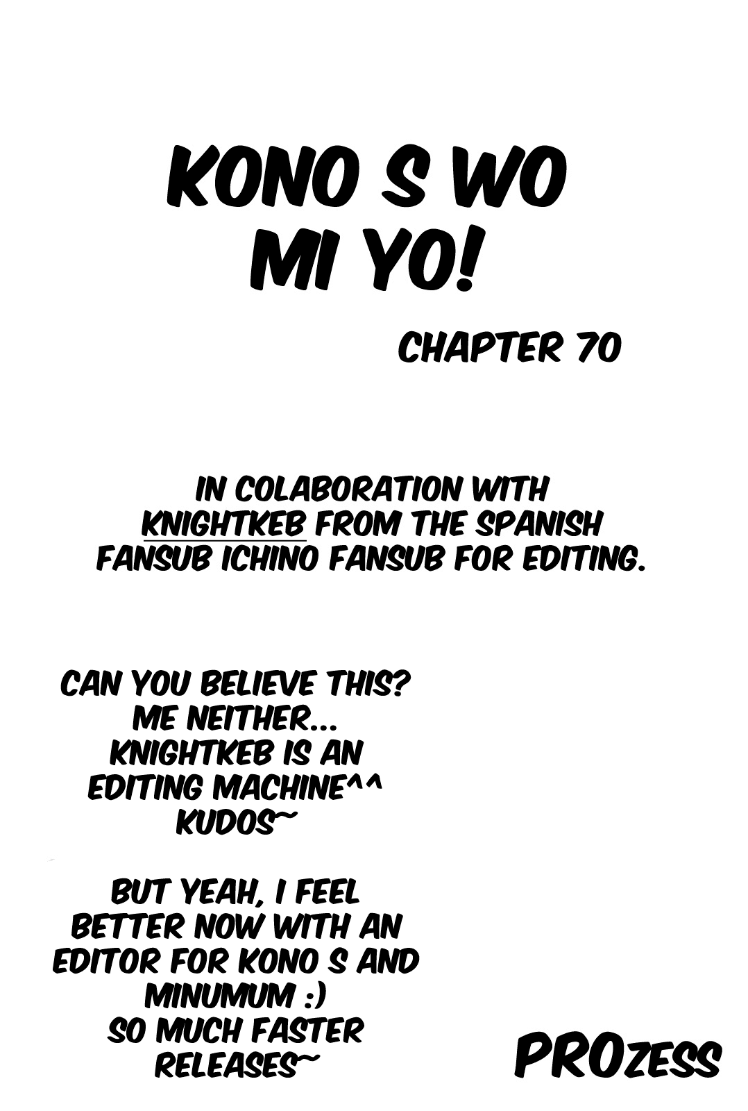 Kono S o, Mi yo! chapter 70 page 1
