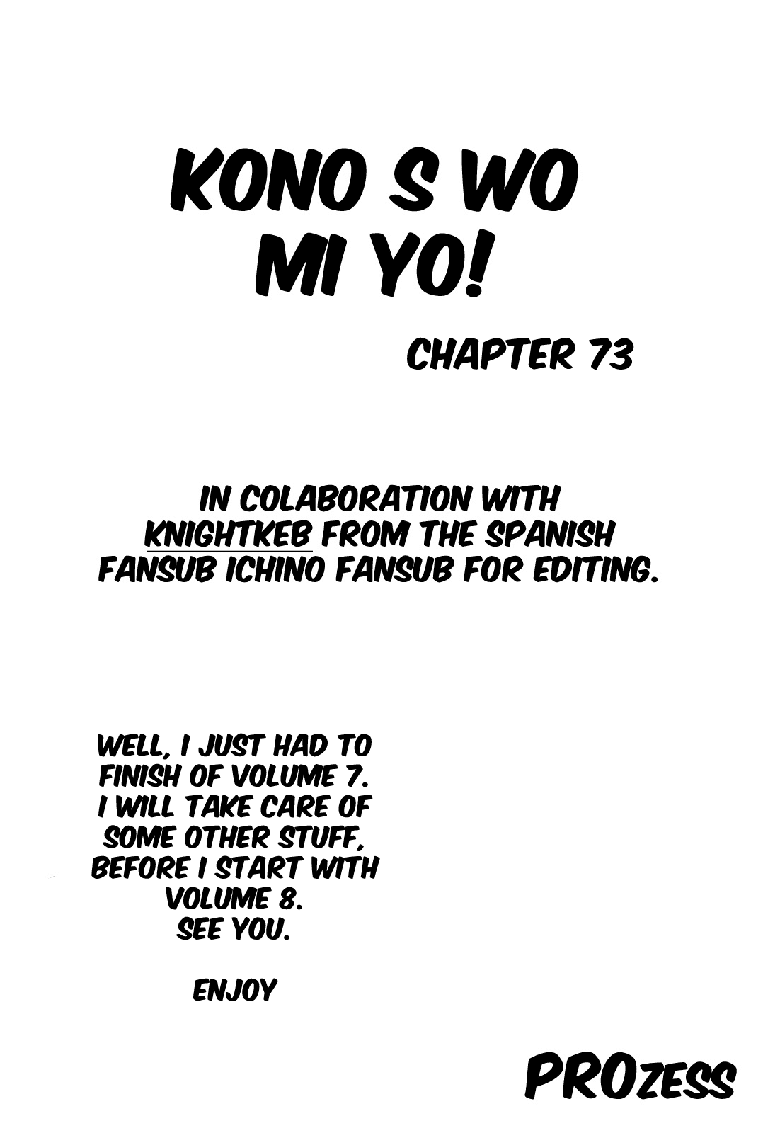 Kono S o, Mi yo! chapter 73 page 1