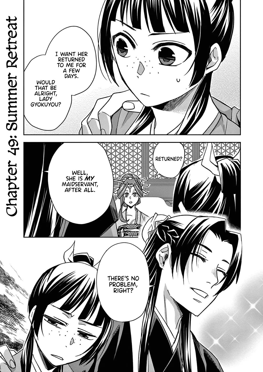 Kusuriya no Hitorigoto ~Maomao no Koukyuu Nazotoki Techou~ chapter 49 page 1