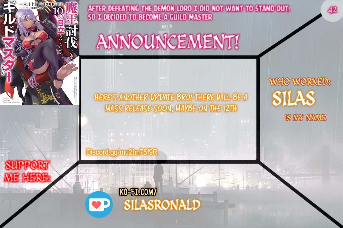 Maou Toubatsu Shita Ato, Medachitakunai node Guild Master ni Natta chapter 42 page 1