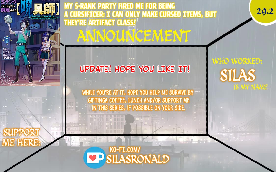 My S-Rank Party Fired Me for Being a Cursificer ~ I Can Only Make “Cursed Items”, but They're Artifact Class! chapter 29.2 page 1