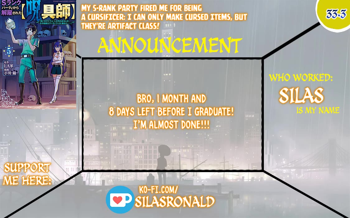 My S-Rank Party Fired Me for Being a Cursificer ~ I Can Only Make “Cursed Items”, but They're Artifact Class! chapter 33.3 page 1