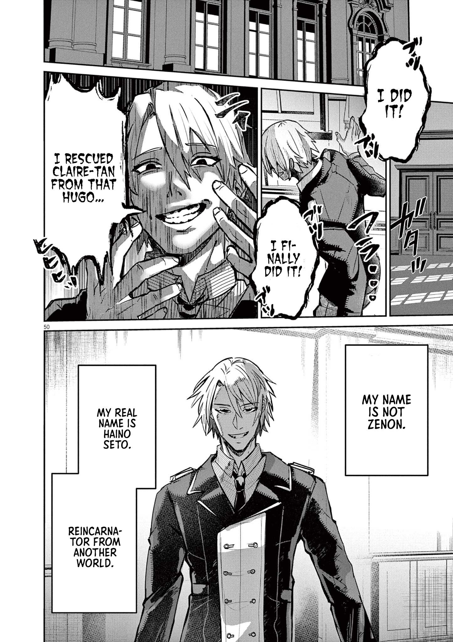 Nichiasa Suki no Otaku ga Akuyaku Seito ni Tenseishita Kekka, Hametsu Flag ga Houkaishiteiku Ken ni Tsuite chapter 1 page 48