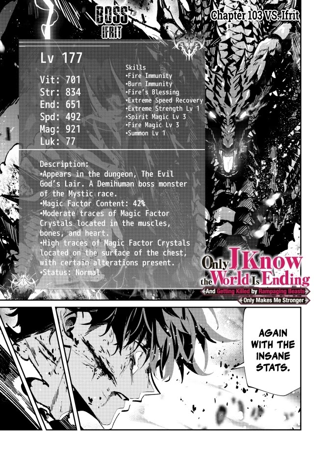 Only I Know That the World Will End. In a World Where Monsters Appear, I Level up by Returning From Death chapter 103 page 1