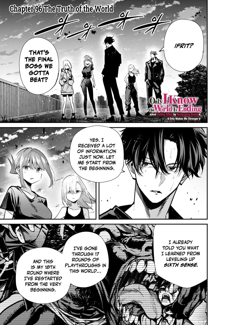 Only I Know That the World Will End. In a World Where Monsters Appear, I Level up by Returning From Death chapter 96 page 1