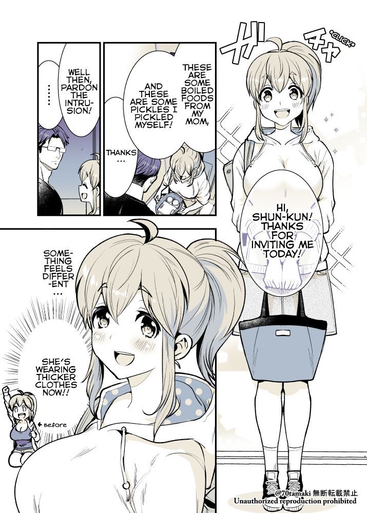 Osananajimi ga Hisabisa ni Saikai Shitara Otagai Kyonyuu ni Natteta chapter 14 page 2