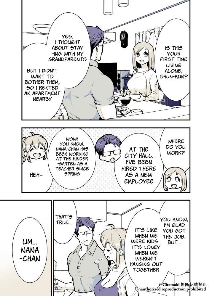 Osananajimi ga Hisabisa ni Saikai Shitara Otagai Kyonyuu ni Natteta chapter 7 page 1