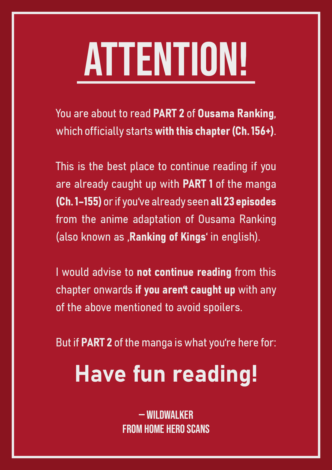 Ousama Ranking chapter 156 page 1