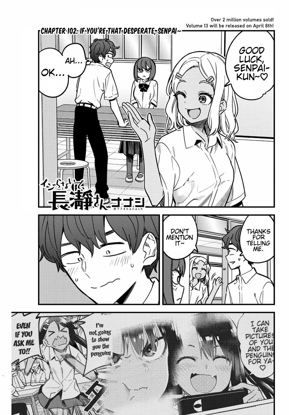 Please don't bully me, Nagatoro chapter 102 page 1