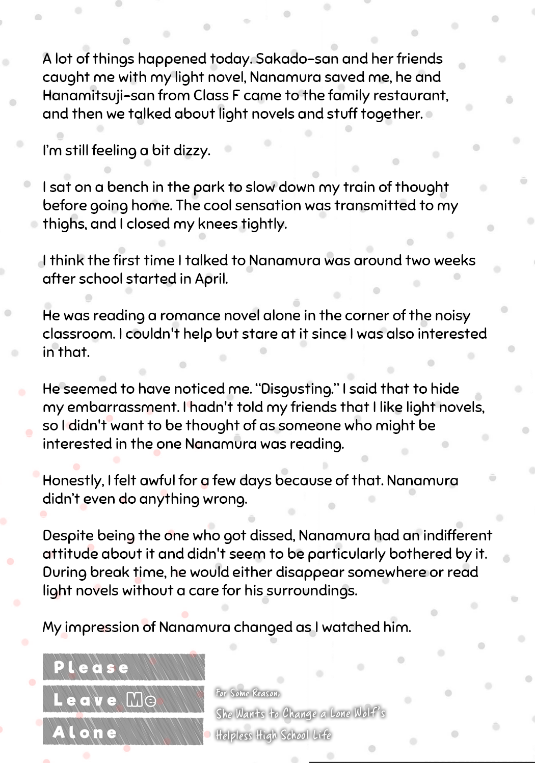 Please Leave Me Alone (For Some Reason, She Wants to Change a Lone Wolf's Helpless High School Life.) chapter 11.5 page 13