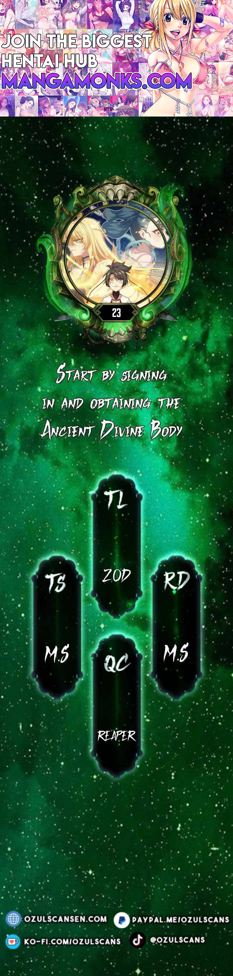 Scoring the Sacred Body of the Ancients from the Get-go chapter 23 page 1