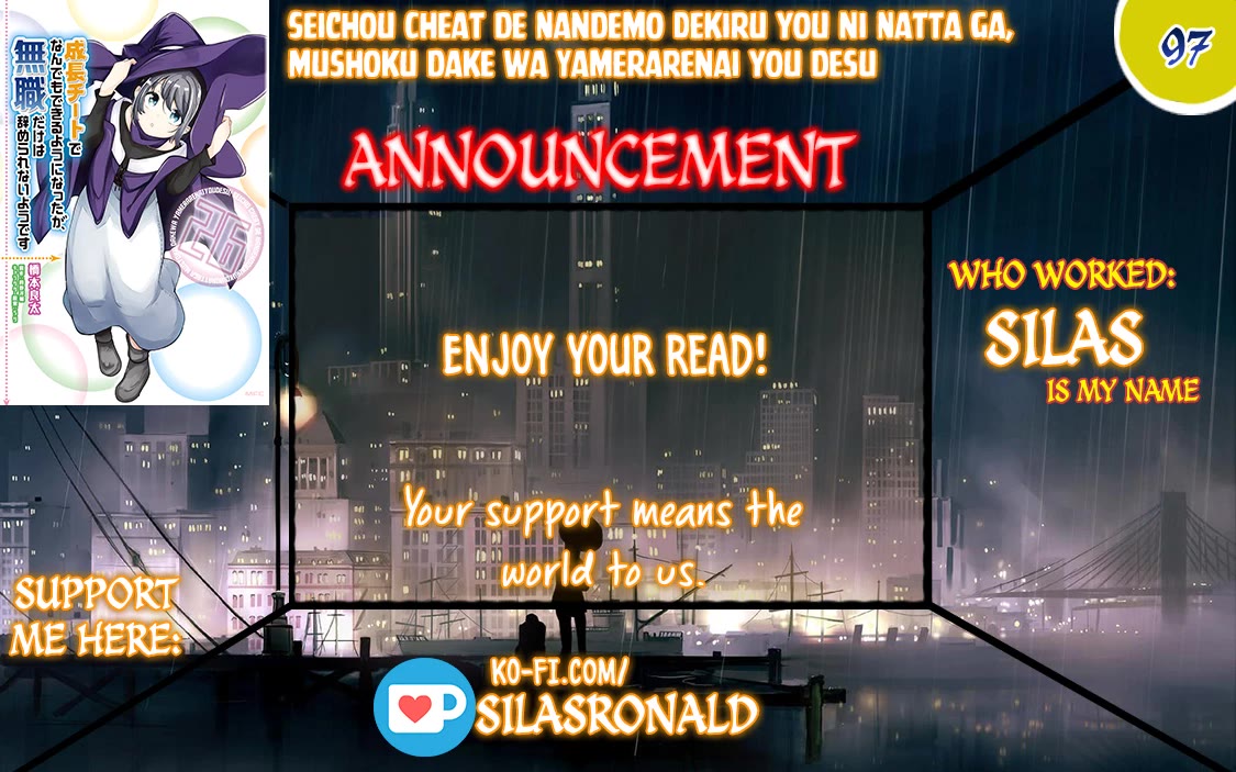 Seichou Cheat de Nandemo Dekiru you ni Natta ga, Mushoku dake wa Yamerarenai you desu chapter 97 page 1